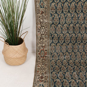 Brown and Green Runner Wool Rug