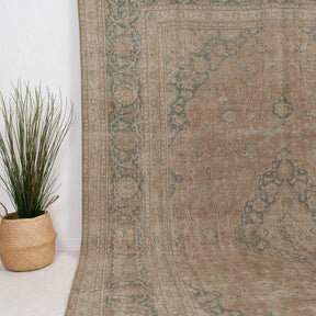 Beige and Red Area Wool Rug