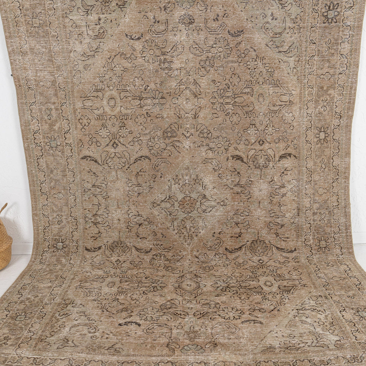 Handmade 7x11 area rug in beige, ideal for a cozy living room, bedroom, office, dining room, entryway