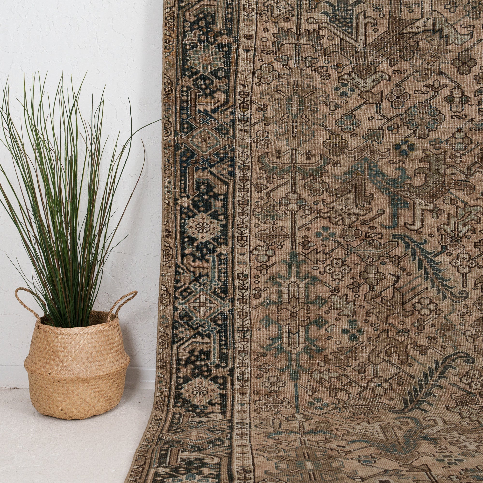 Brown and Green Area Wool Rug