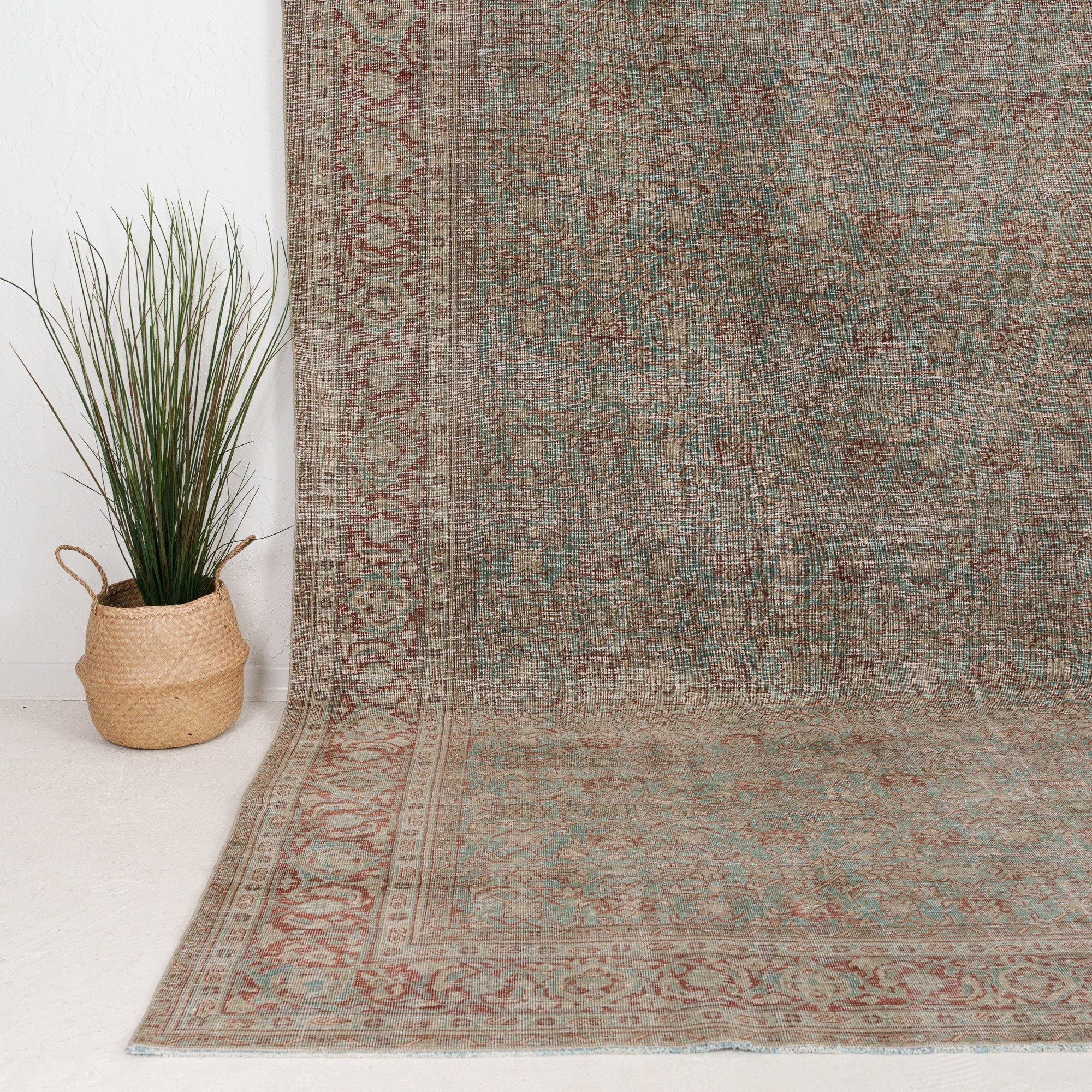 Green and Red Area Wool Rug
