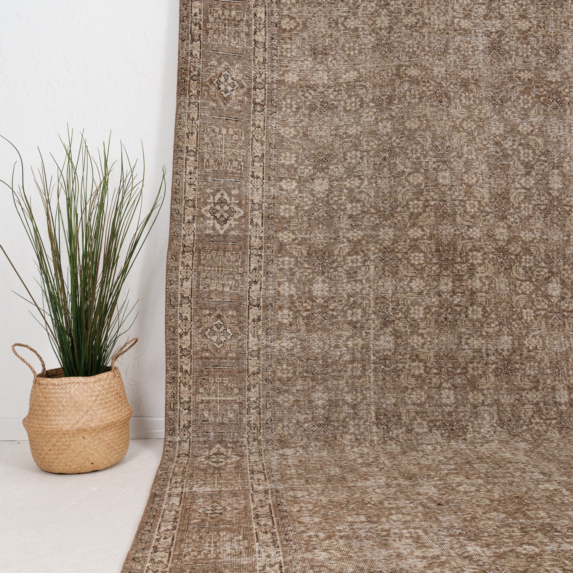 Brown and Beige Area Wool Rug