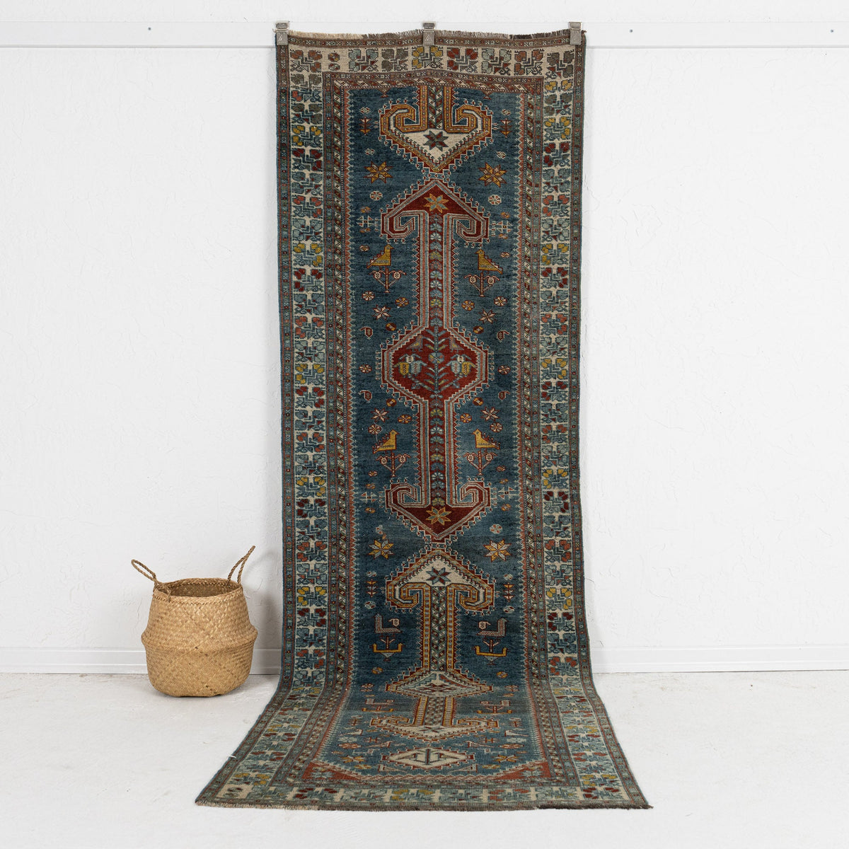 blue vintage 3x10 runner rug - perfect for the entryway, hallway, living room, bedroom, kitchen