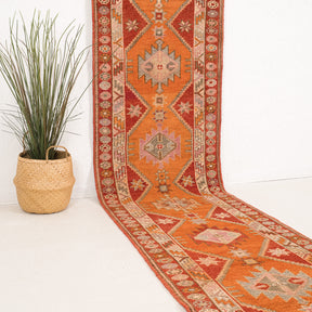 Orange and Red Runner Wool Rug