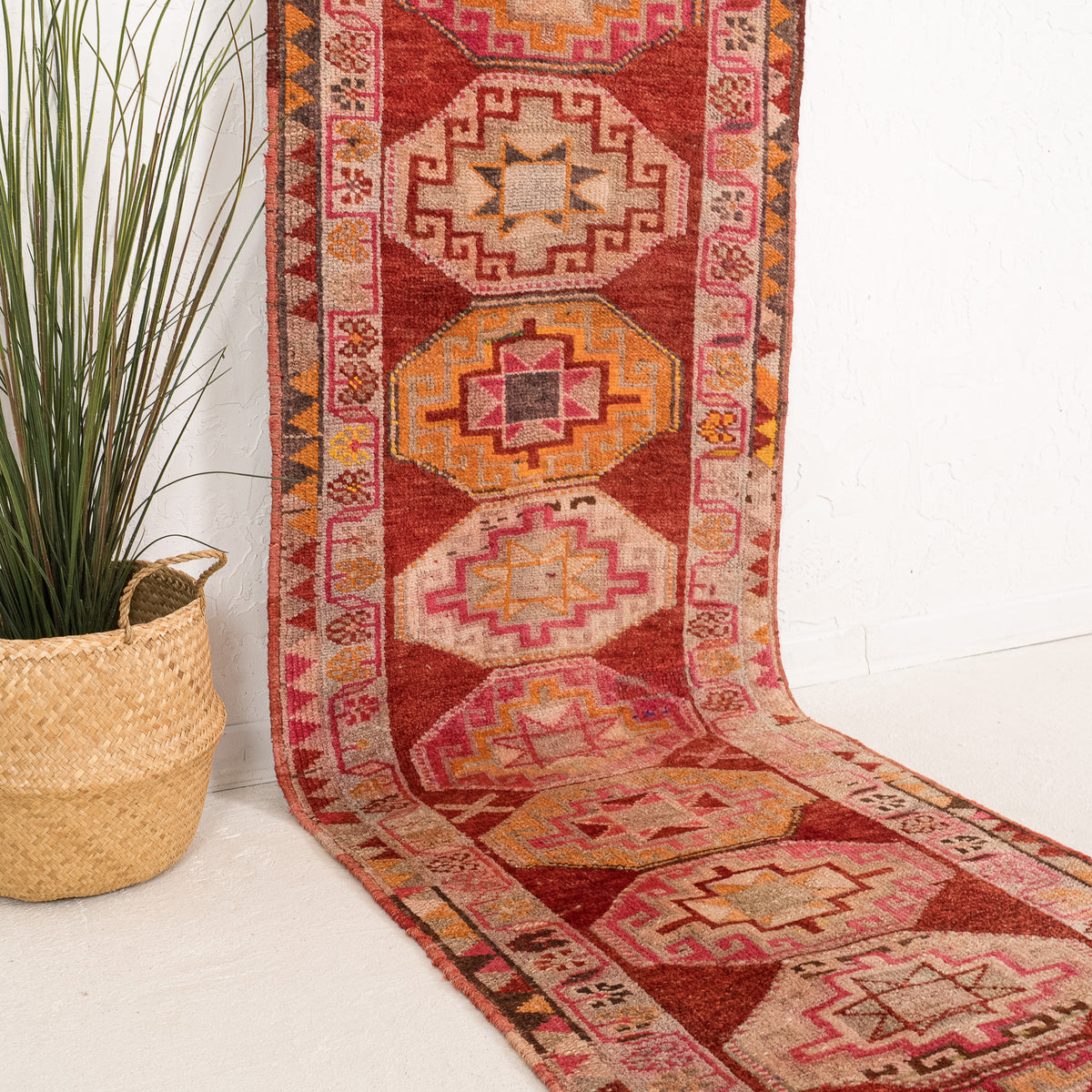 Red and Orange Runner Wool Rug
