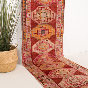 Red and Orange Runner Wool Rug