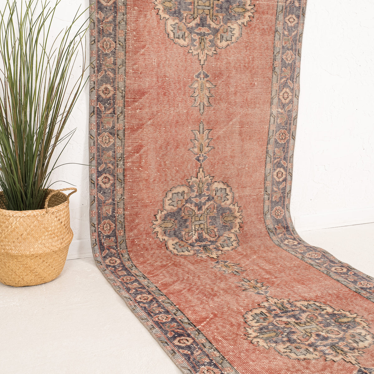 Red and Blue Runner Wool Rug