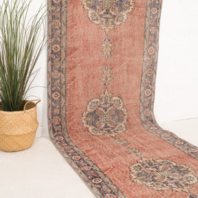 Red and Blue Runner Wool Rug