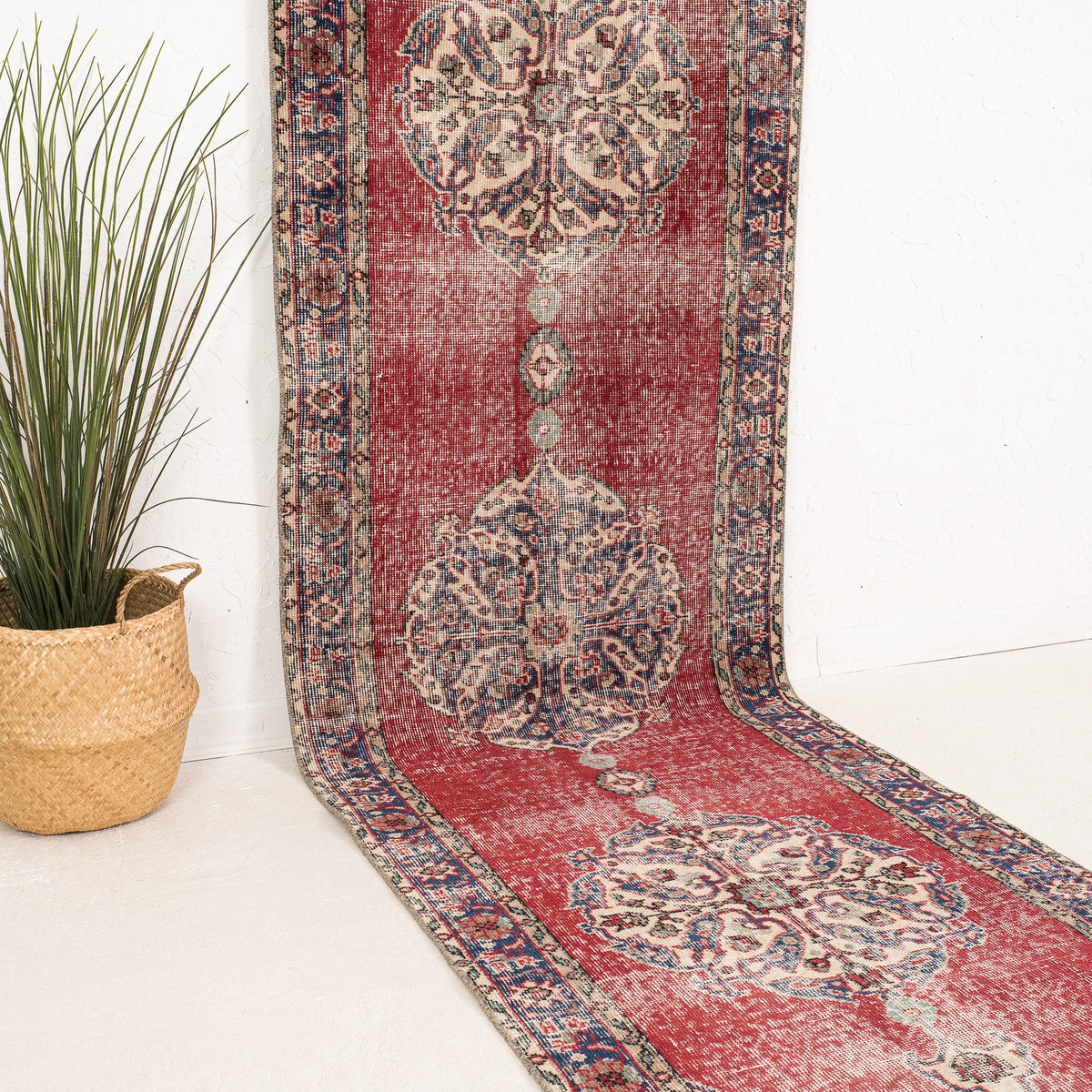 Red and Blue Runner Wool Rug