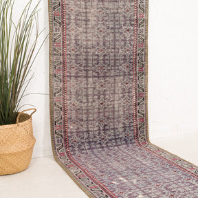 Gray and Purple Runner Wool Rug