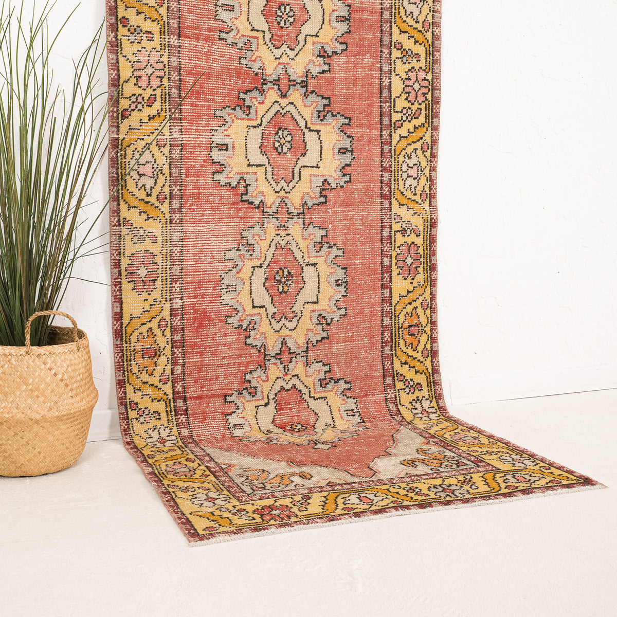 Red and Yellow Runner Wool Rug