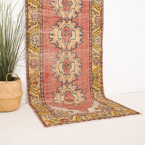 Red and Yellow Runner Wool Rug
