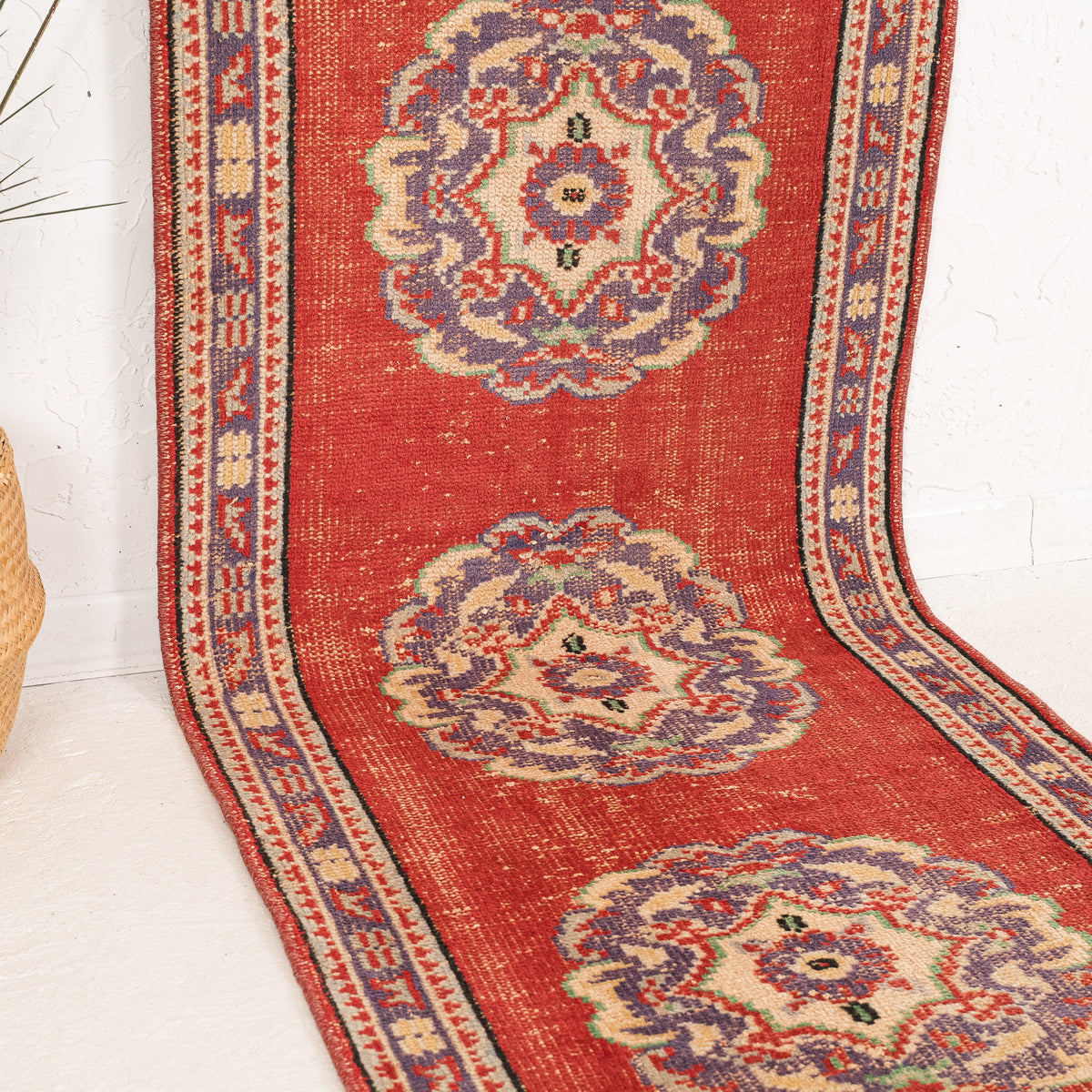 Red and Blue Runner Wool Rug