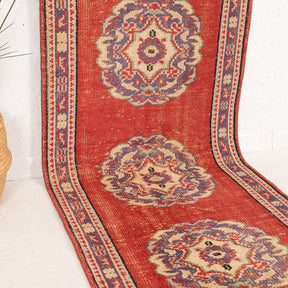 Red and Blue Runner Wool Rug