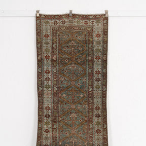 Authentic 3x15 runner rug from persian, in subtle blue tones