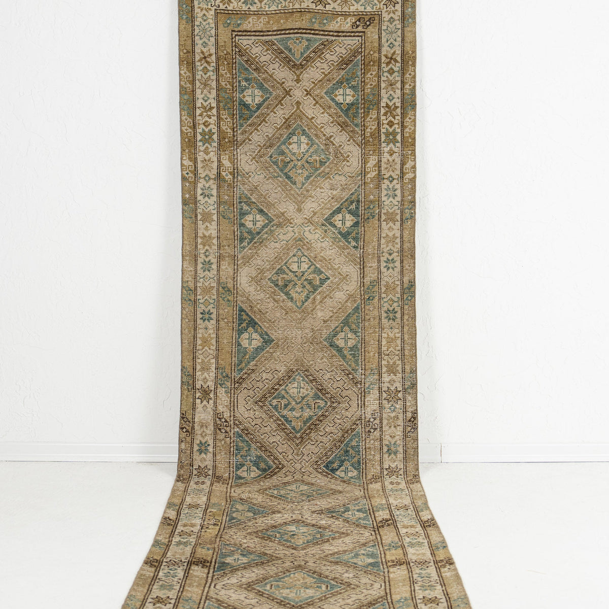 Handmade 3x13 runner rug in , ideal for a cozy entryway, hallway, bedroom, office