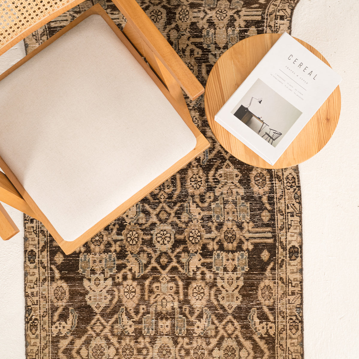 Antiquewashed Brown Runner Rug