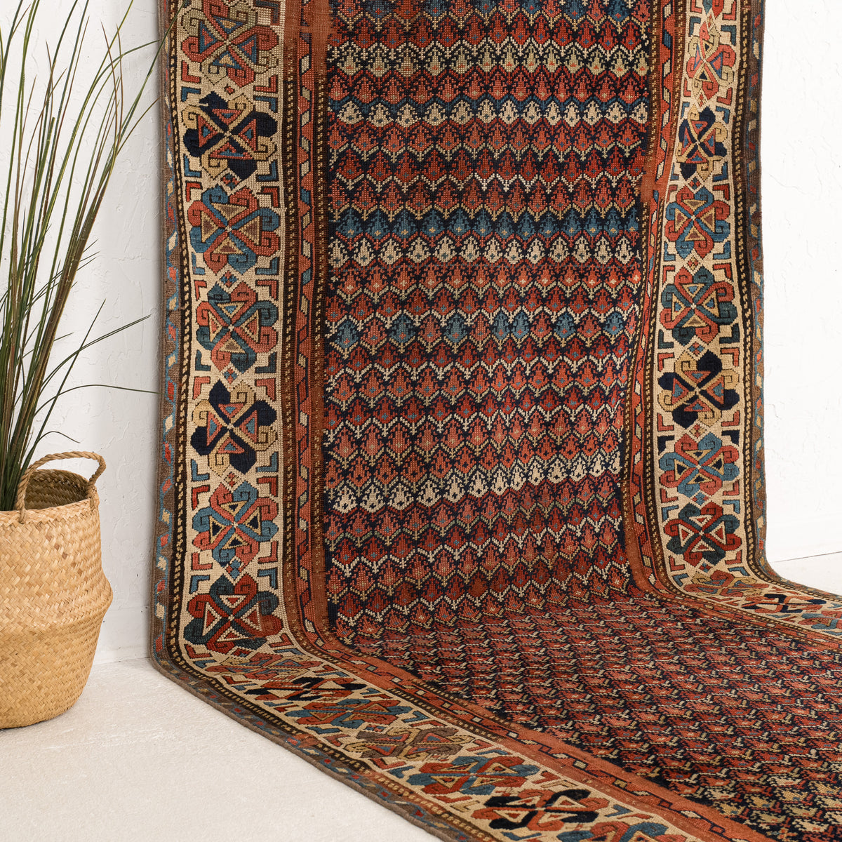Red and Blue Runner Wool Rug