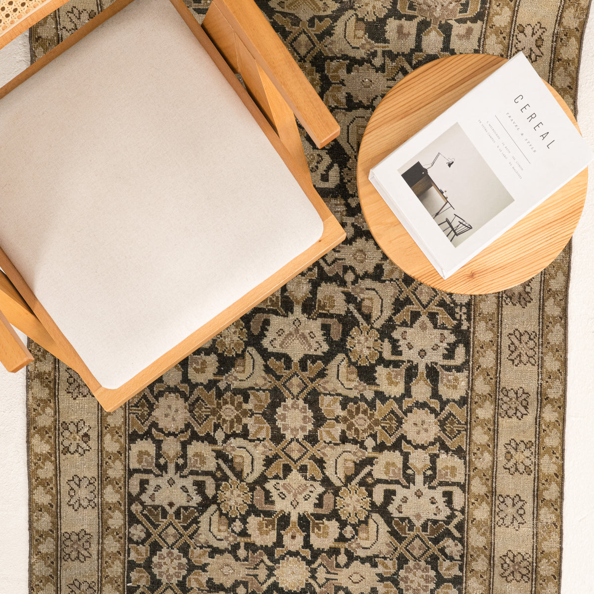 Antiquewashed Brown Runner Rug