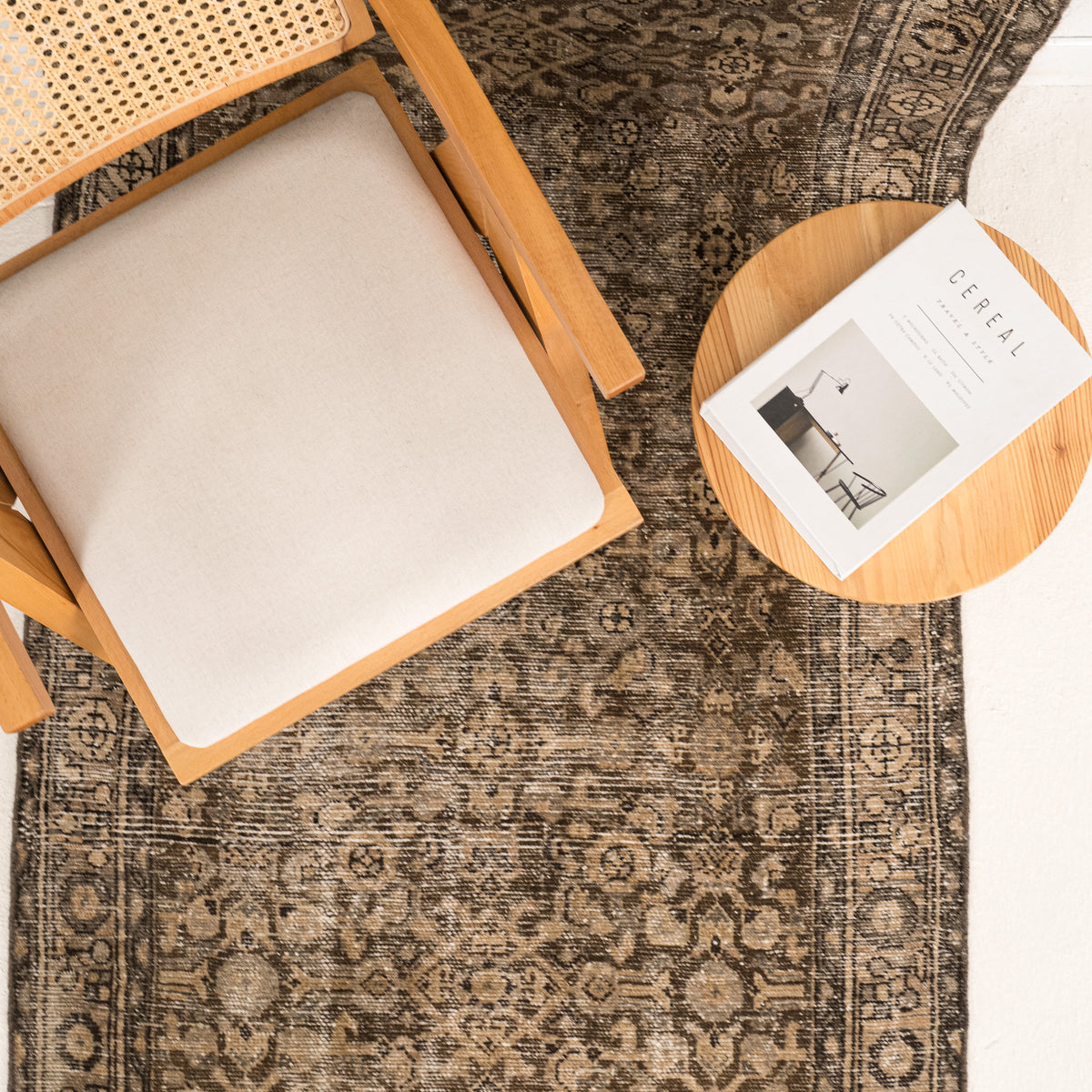 Antiquewashed Brown Runner Rug