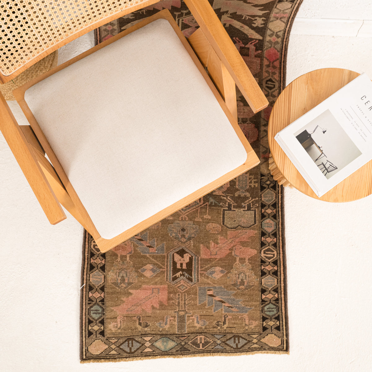Antiquewashed Brown Runner Rug