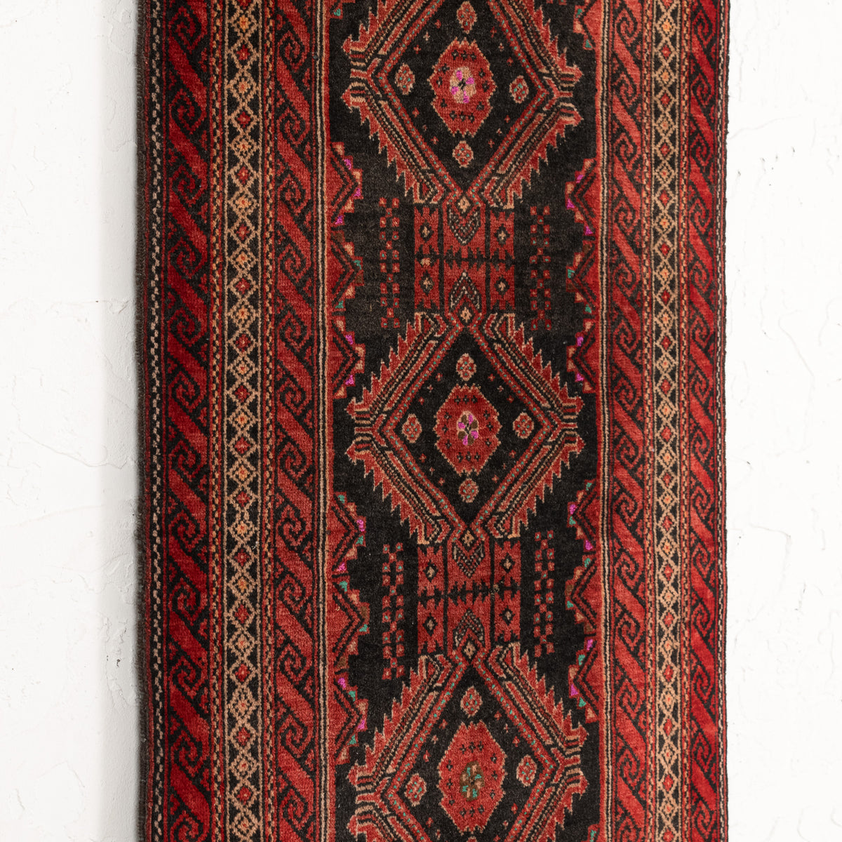 Black and Red Area Wool Rug