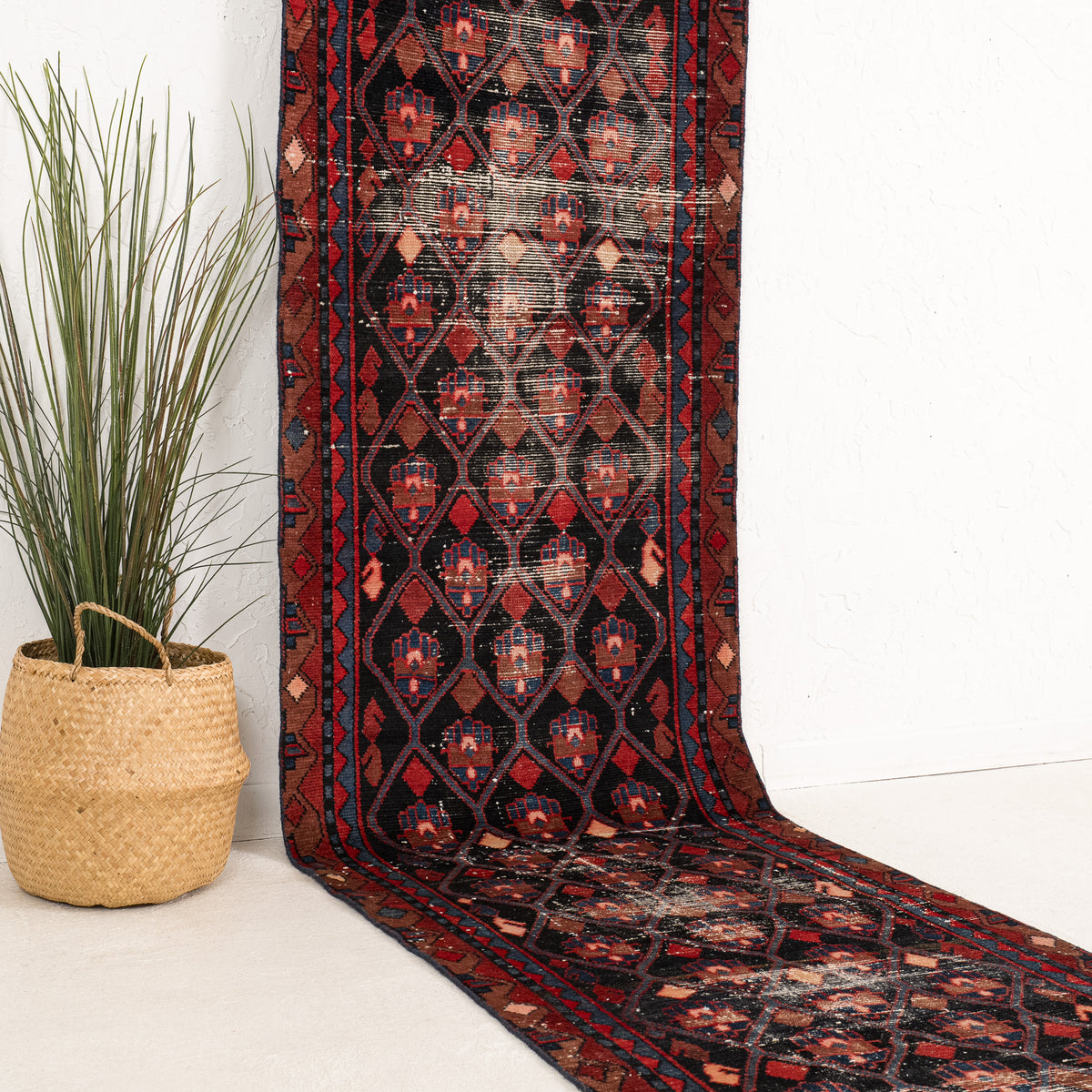 Black and Red Runner Wool Rug