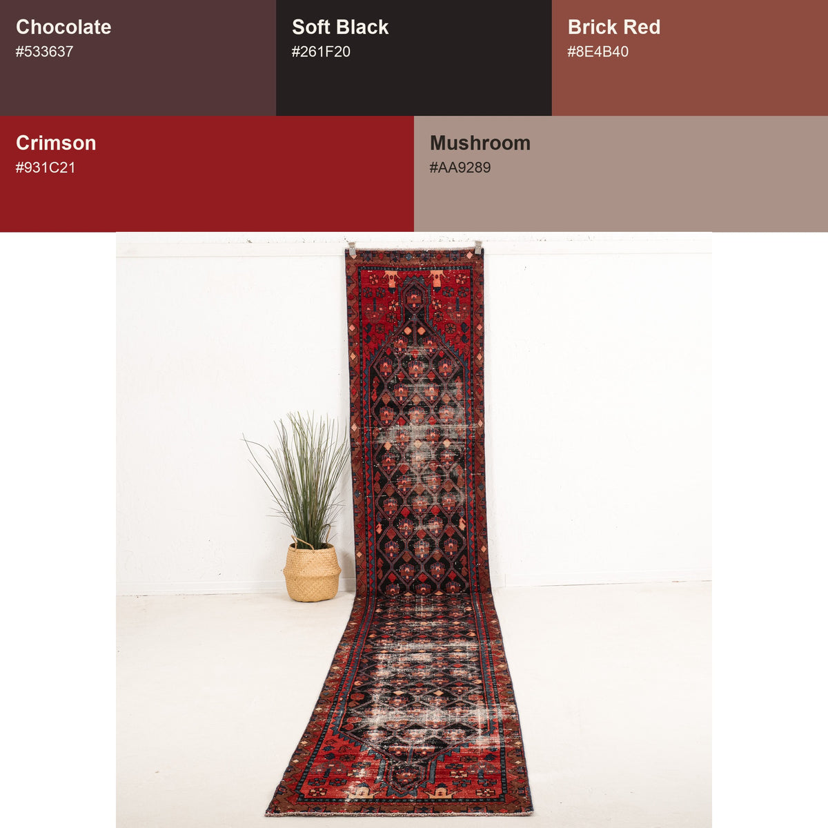 Runner Black Antique Rug
