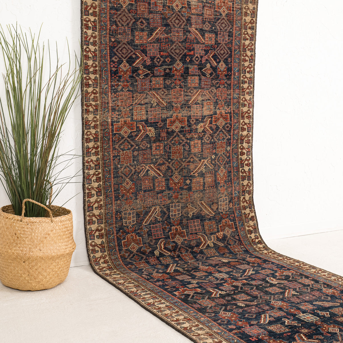 Blue and Red Runner Wool Rug