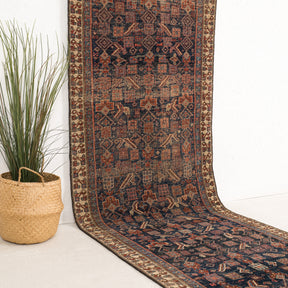 Blue and Red Runner Wool Rug