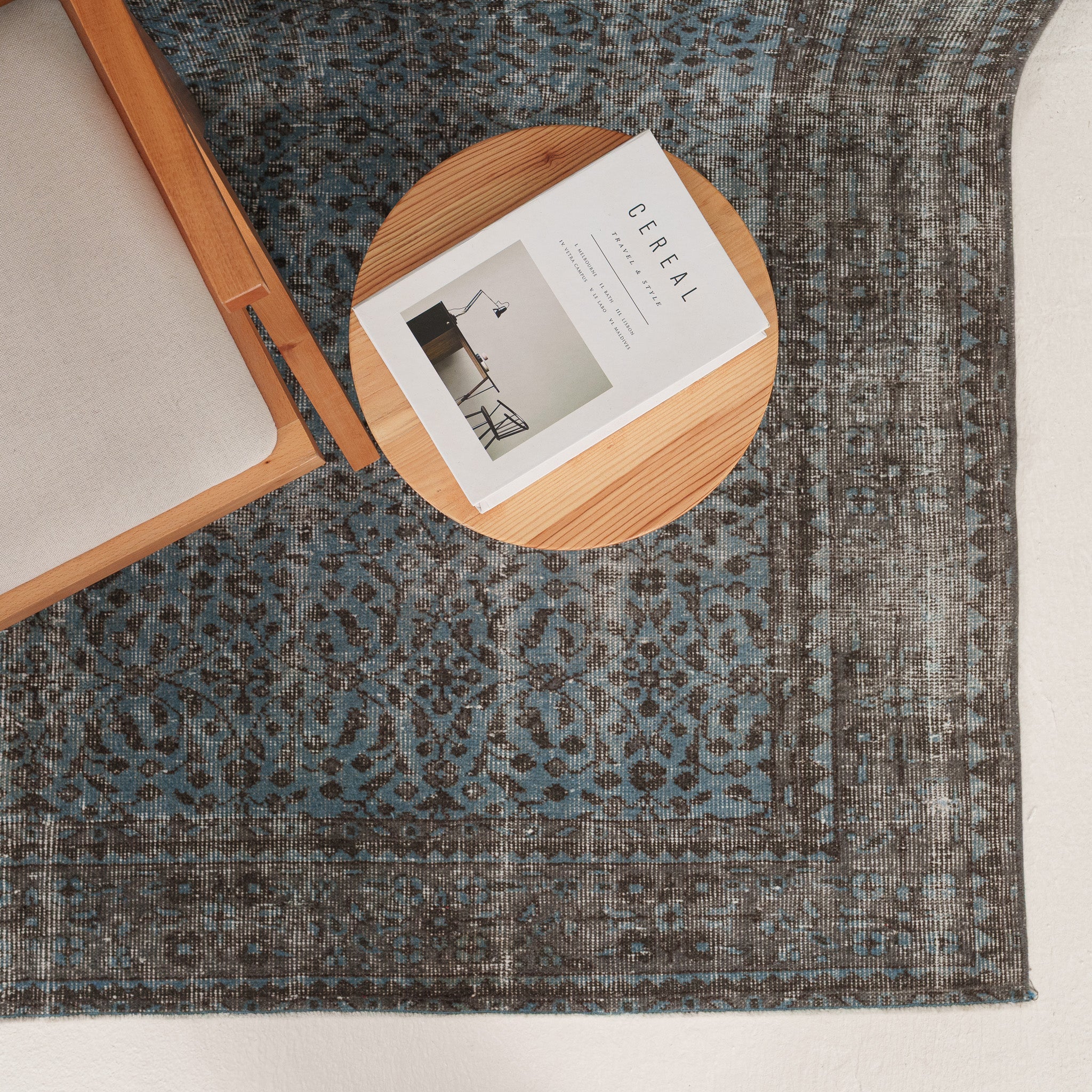 Overdyed Blue Area Rug