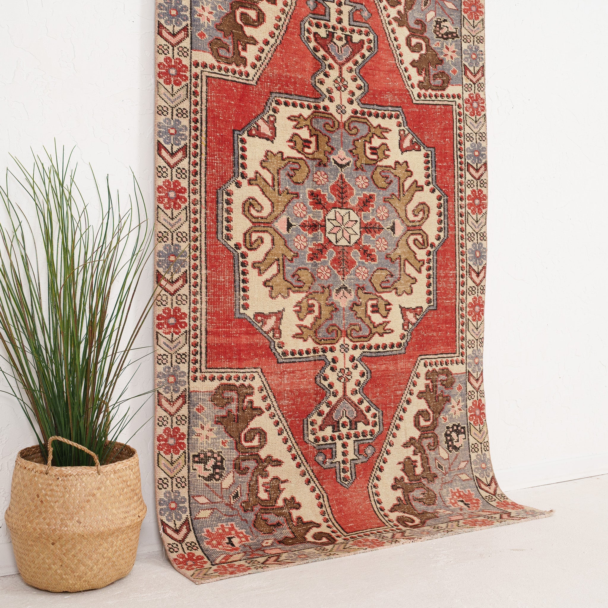 Red and Beige Area Wool Rug