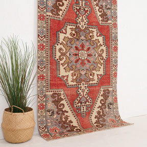 Red and Beige Area Wool Rug