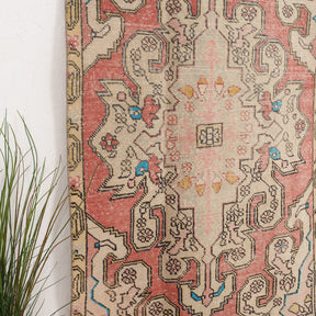 Beige and Red Area Wool Rug