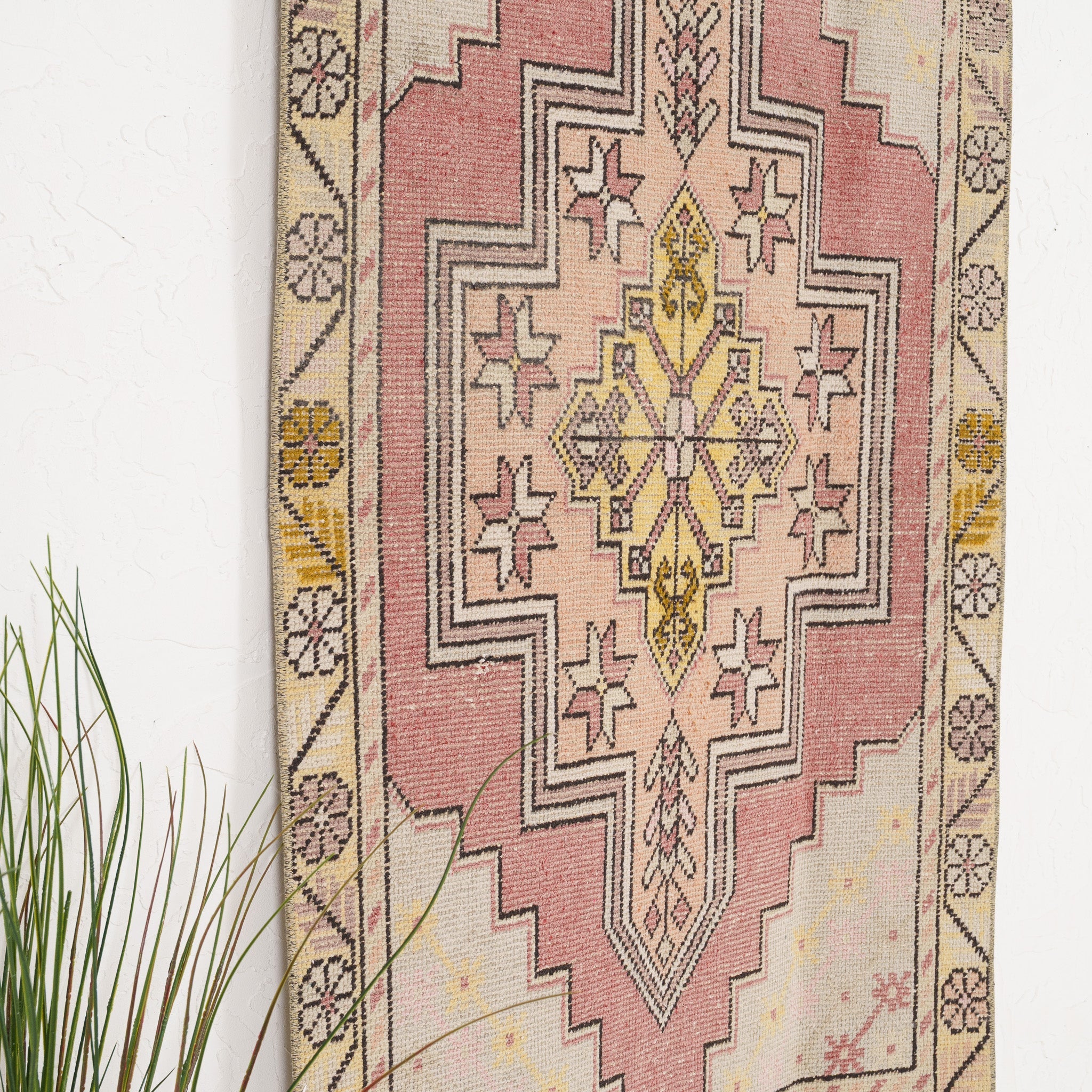 Pink and Beige Area Wool Rug
