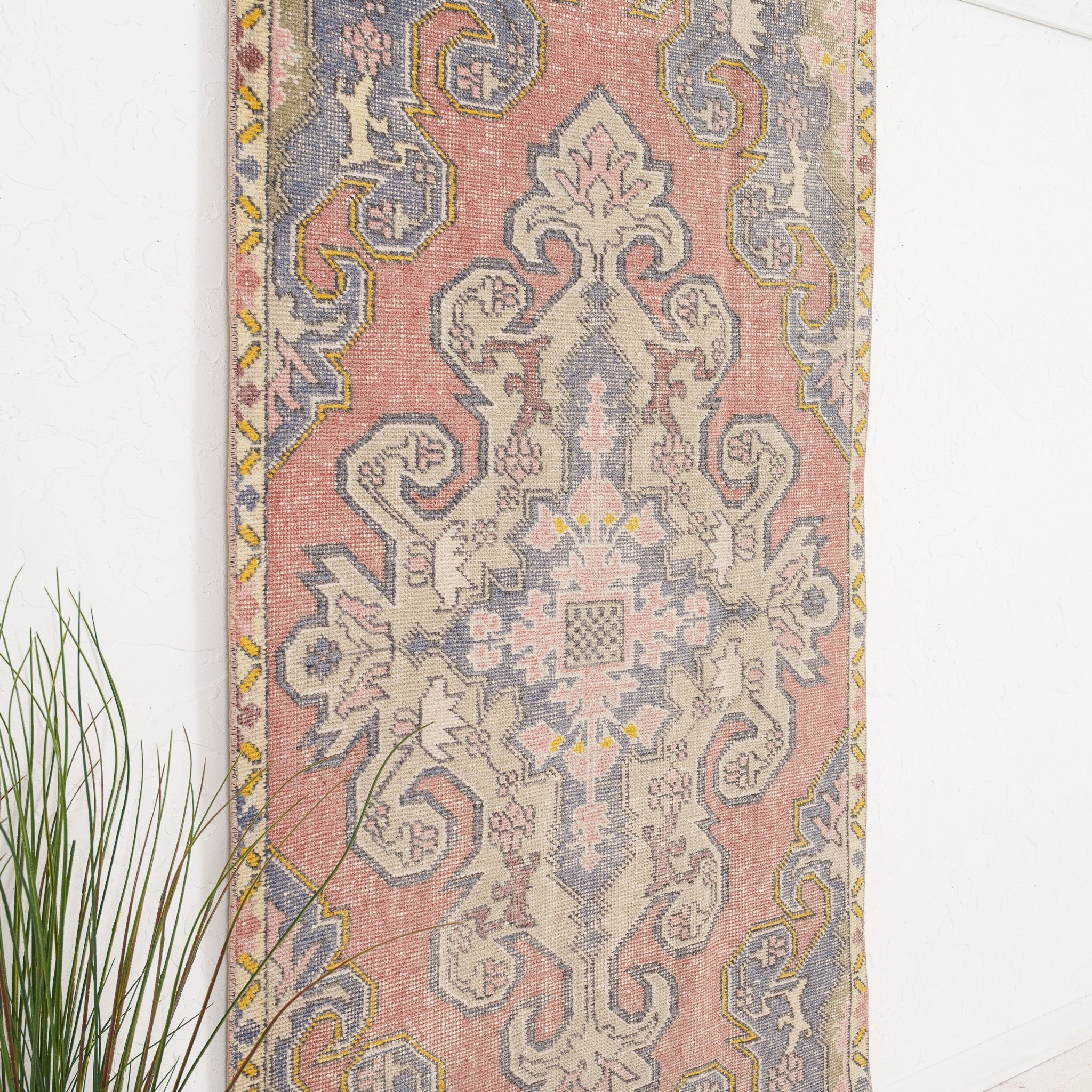 Pink and Blue Area Wool Rug