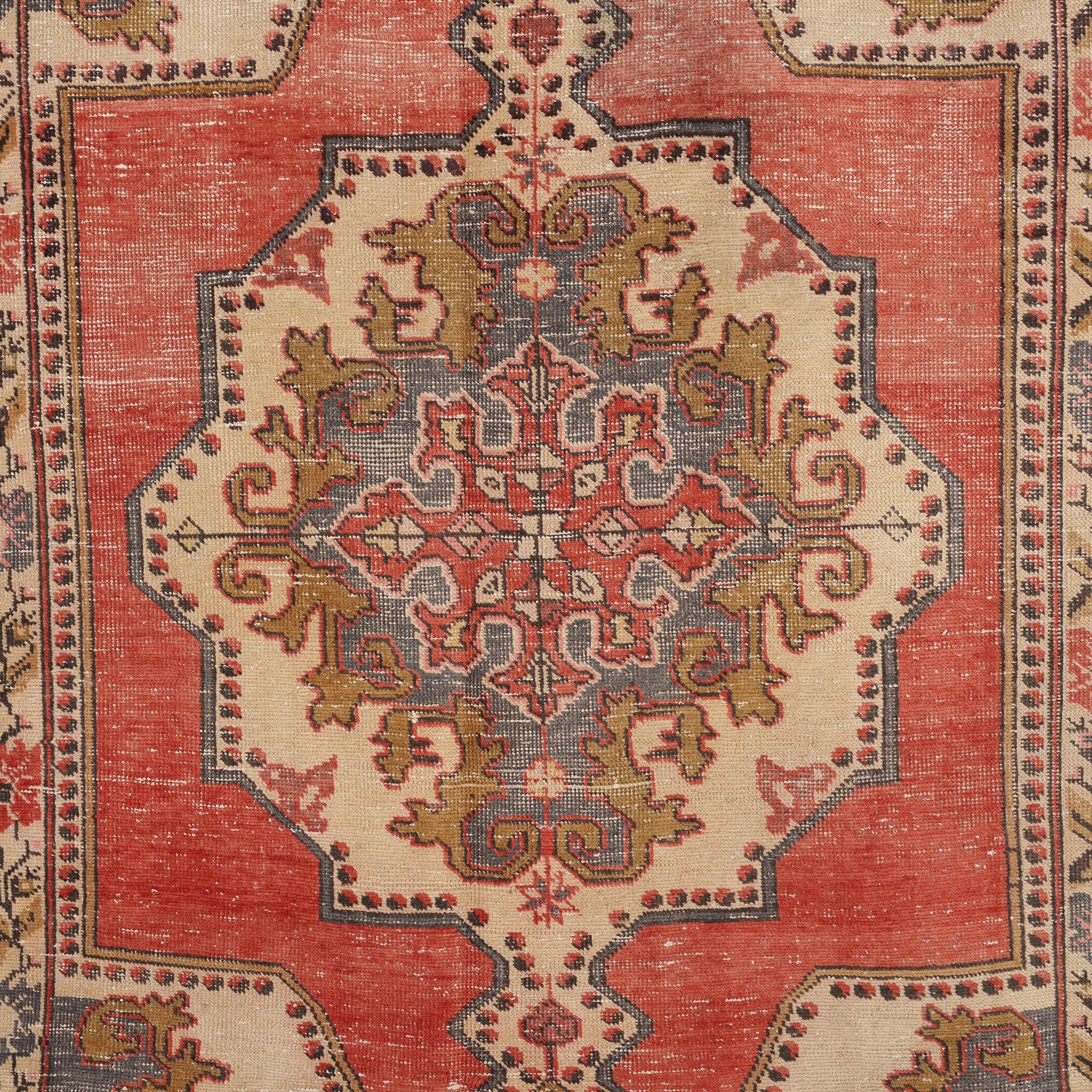 5' x 8' - Vintage Turkish Area Rug, Red - Acantha | Kuden Rugs
