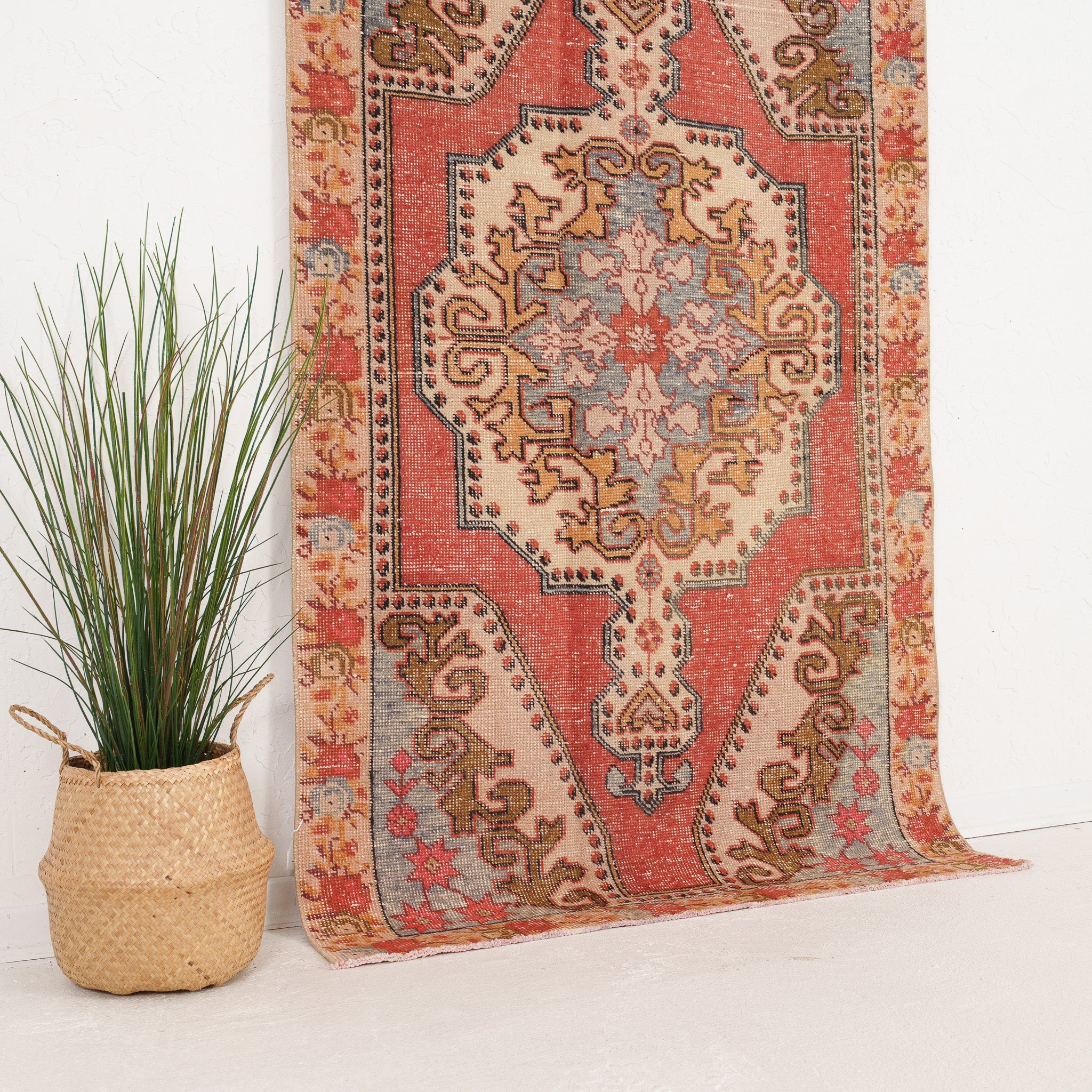 Red and Beige Area Wool Rug
