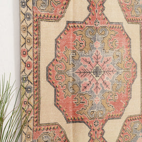 Beige and Pink Area Wool Rug