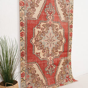 Red and Beige Area Wool Rug