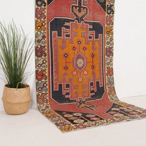 Orange and Blue Area Wool Rug