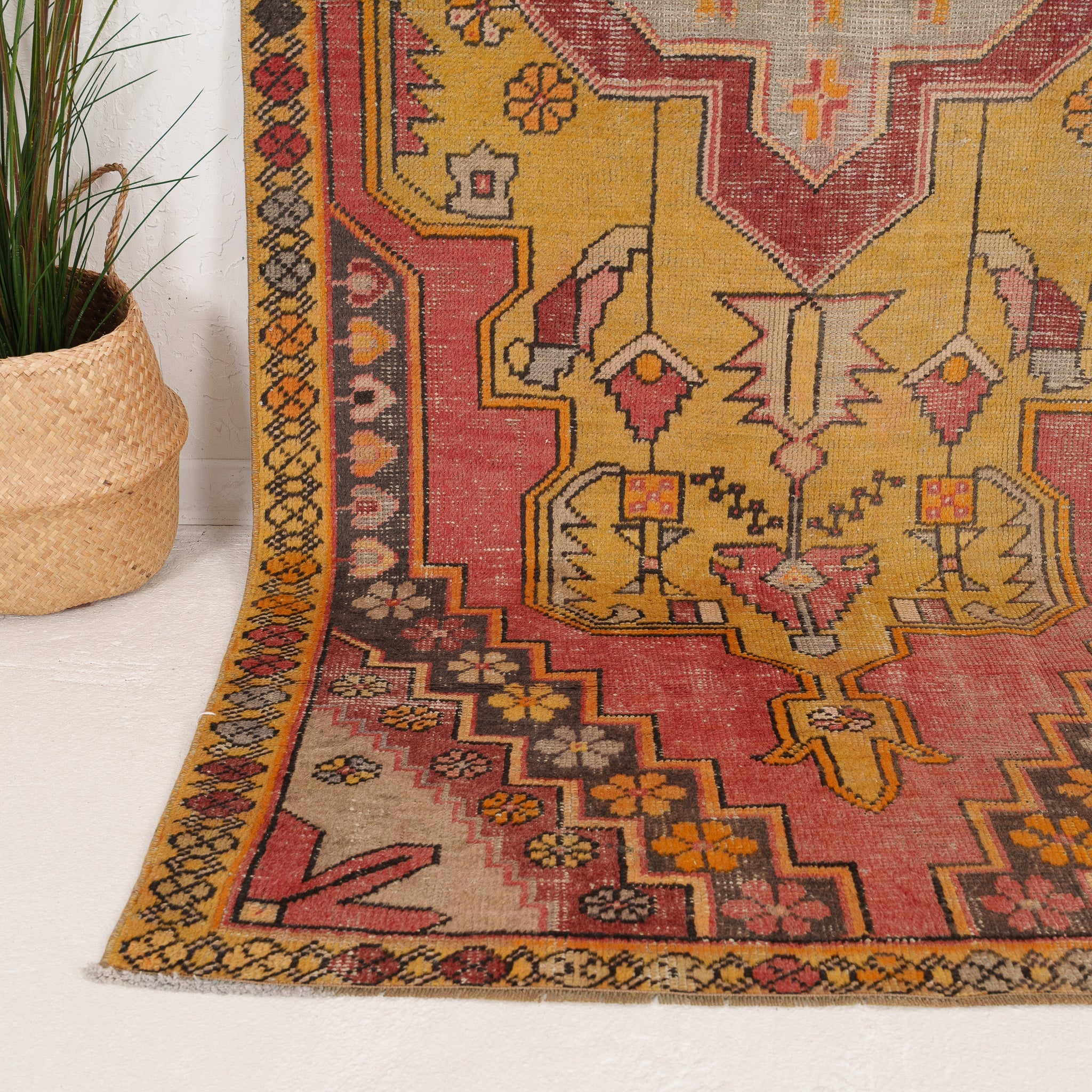 Red and Gold Area Wool Rug
