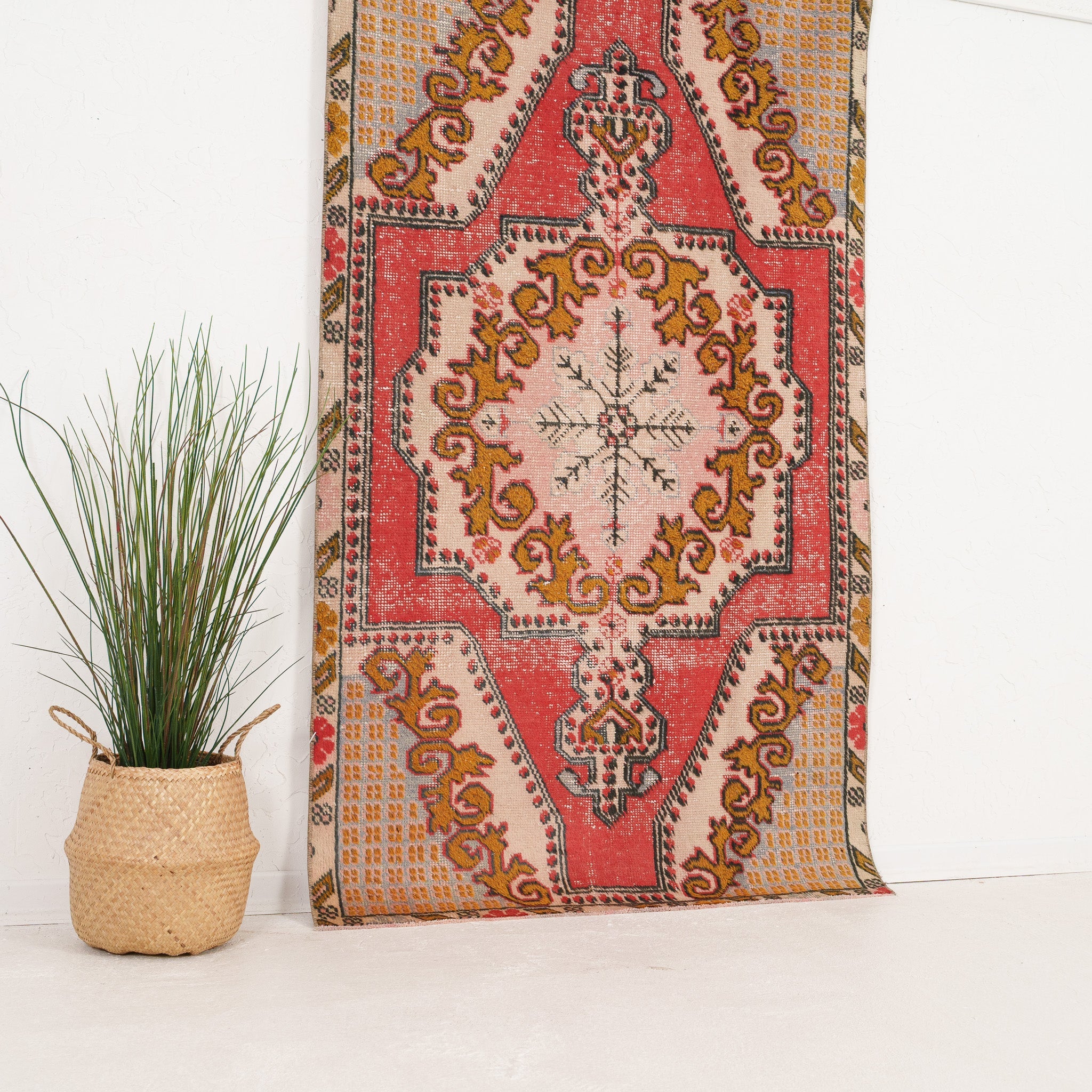 Red and Beige Area Wool Rug