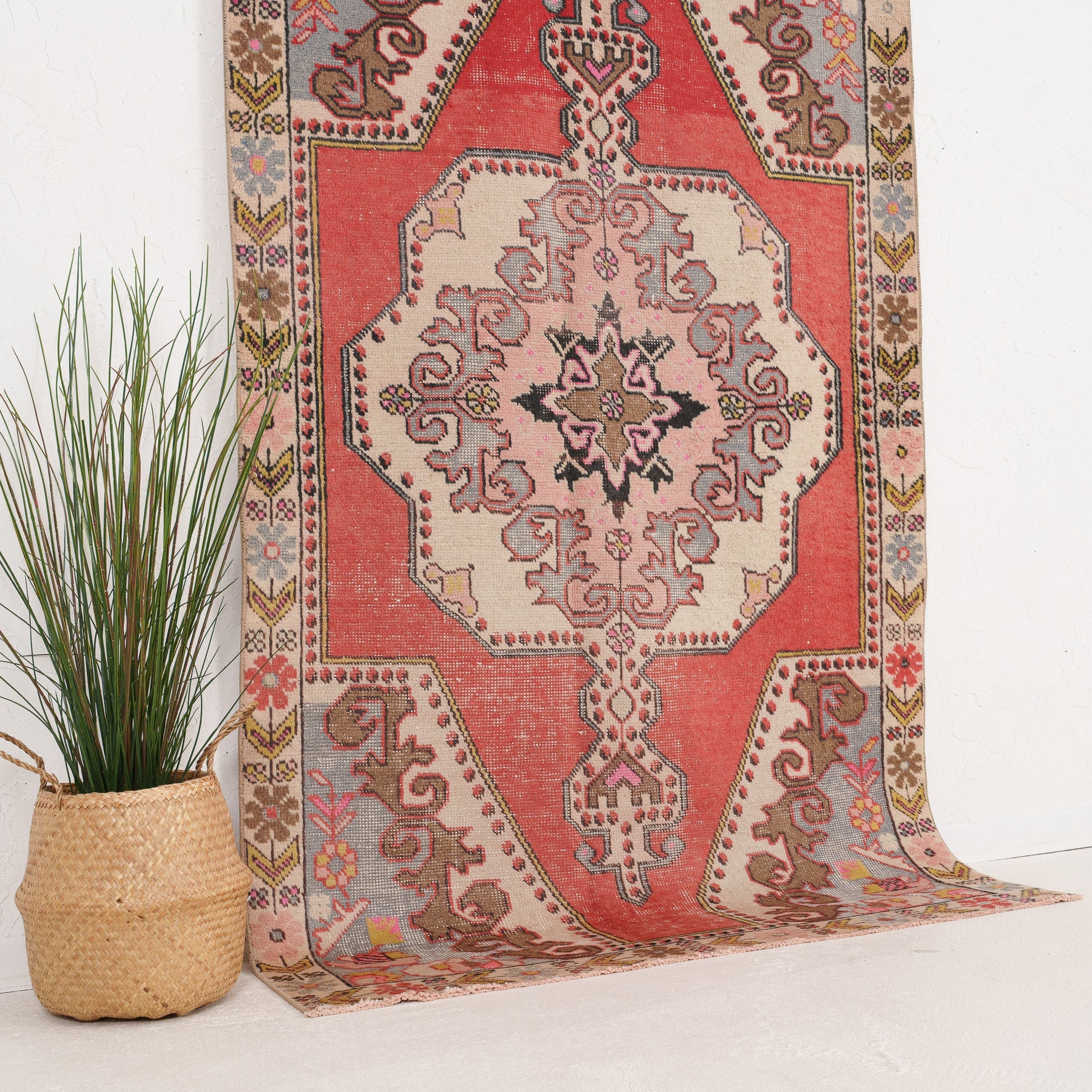 Red and Beige Area Wool Rug