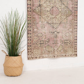 Pink and Beige Area Wool Rug