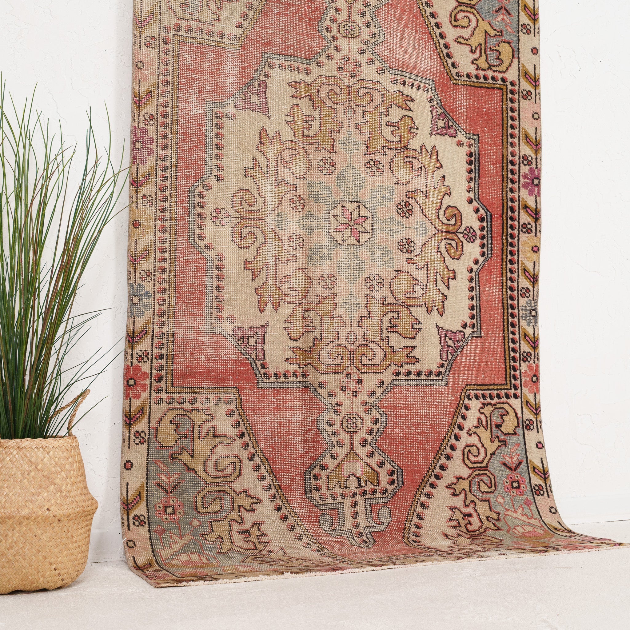 Red and Beige Area Wool Rug