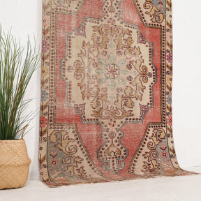 Red and Beige Area Wool Rug