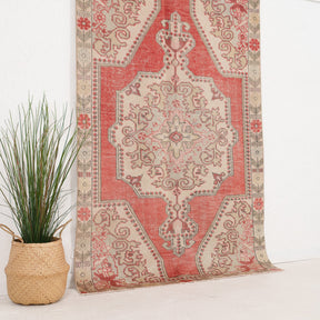 Red and Beige Area Wool Rug