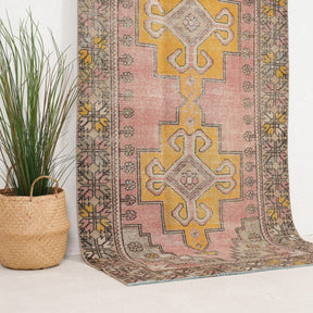 Pink and Gold Area Wool Rug