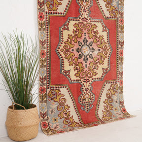 Red and Beige Area Wool Rug